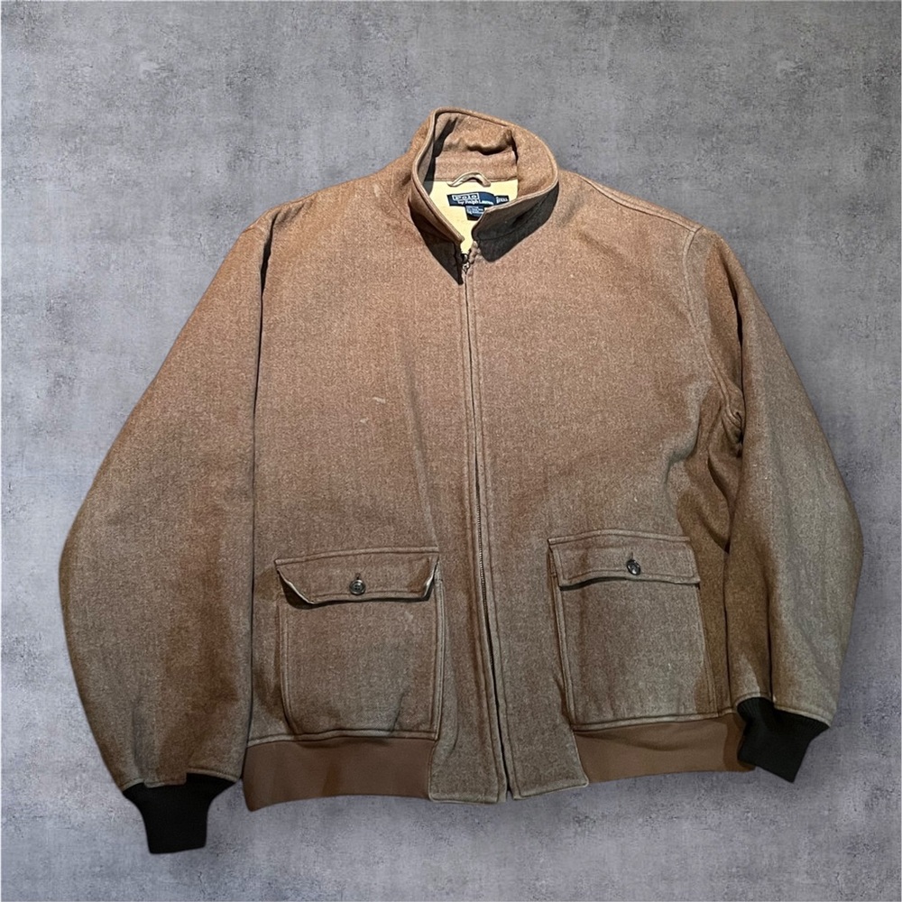 Vintage Polo Ralph Lauren Wool Bomber A2 Jacket Made in Italy XXL 2XL